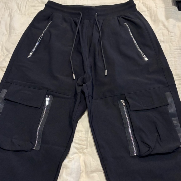 🖤 Unbranded Techwear Cargo Joggers | Silver Zip Details | Size L - Picture 2 of 9